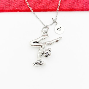 Best Christmas Gift for Daughter, Granddaughter, Neice, Girl, Silver Gymnastic Girl Necklace, Gymnast Gift, N4803