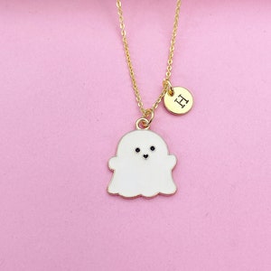 Cute Ghost Necklace, Fall Autumn Halloween Gifts, Personalized Customize Charm Necklace, N3684