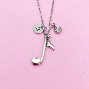 Music Gift, Orchestras Necklace, Musician Gift, Music Teacher Gift, Music Melody Charm, Silver Music Note Charm, Personalized Gift, N35-D
