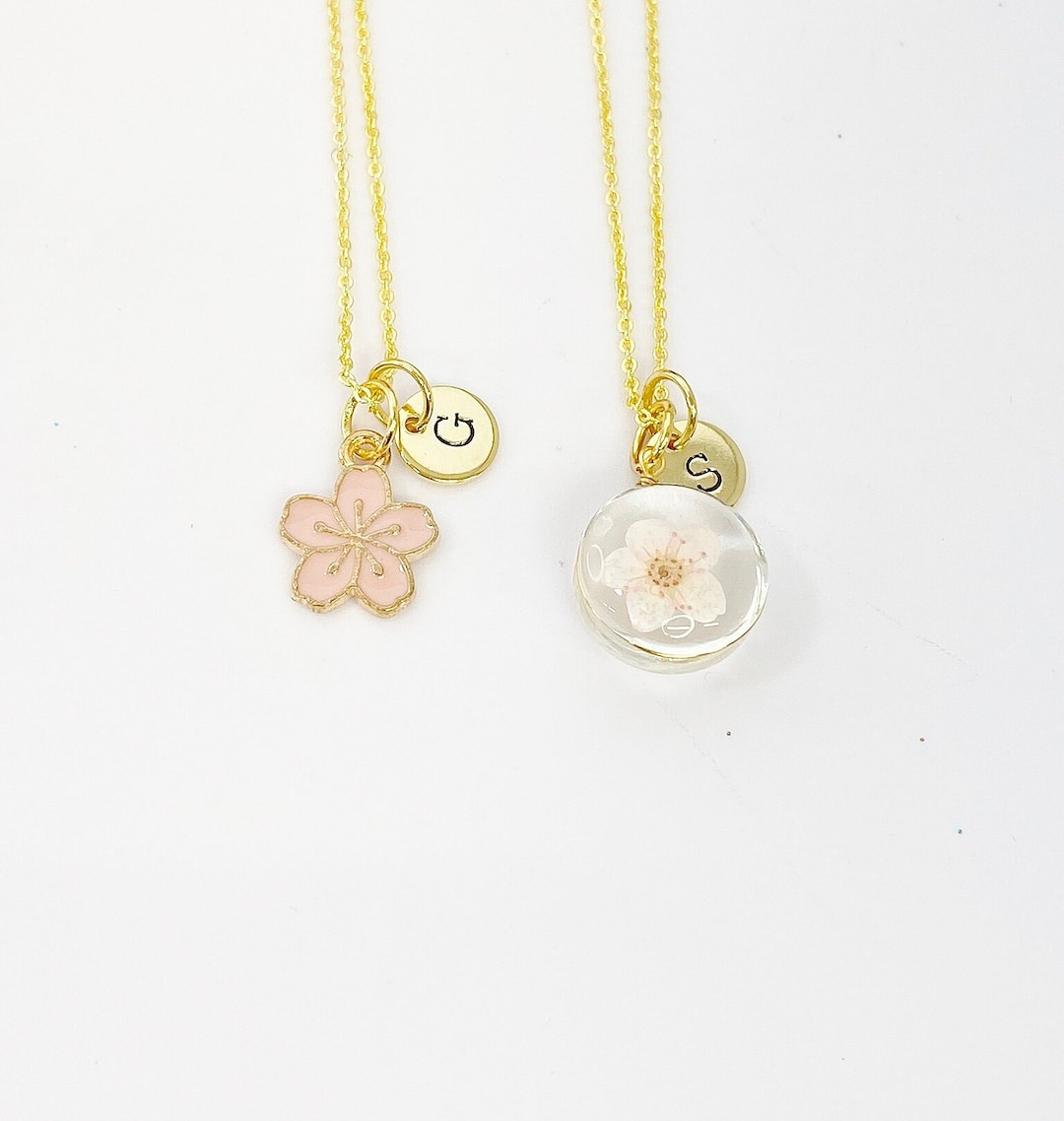 Japanese Cherry Blossom Necklace With Real Pressed Flower Etsy