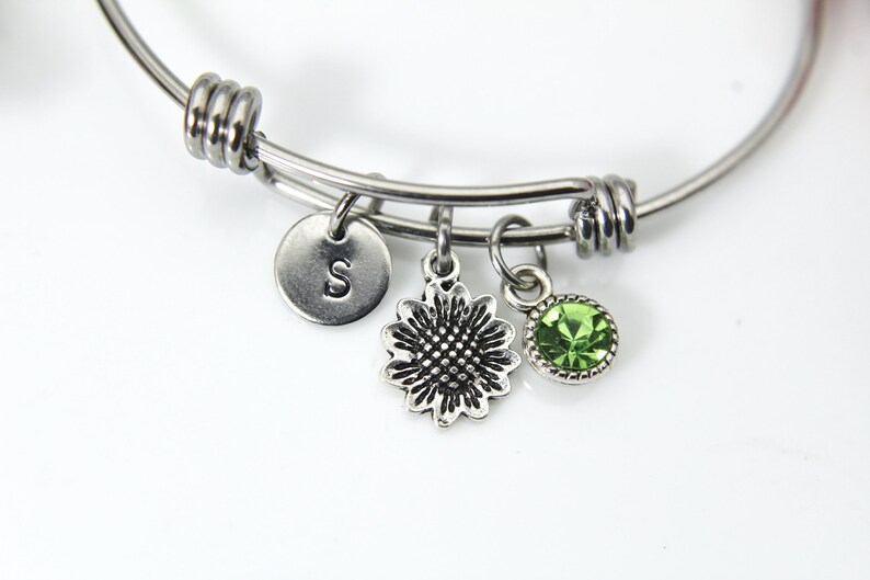 Silver Sunflower Charm Bracelet Sunflower Charm Flower Etsy