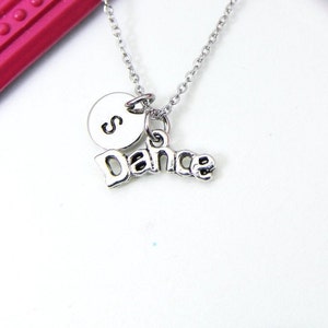 Silver Dance Charm Necklace, Personalized Custom Monogram, N2666