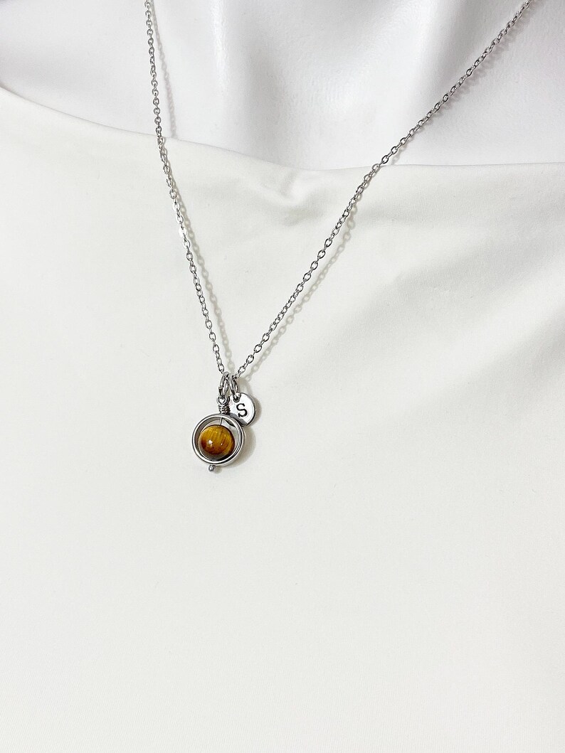Gold or Silver Tiger Eye Necklace, Natural Gemstone Jewelry, N4691A image 9