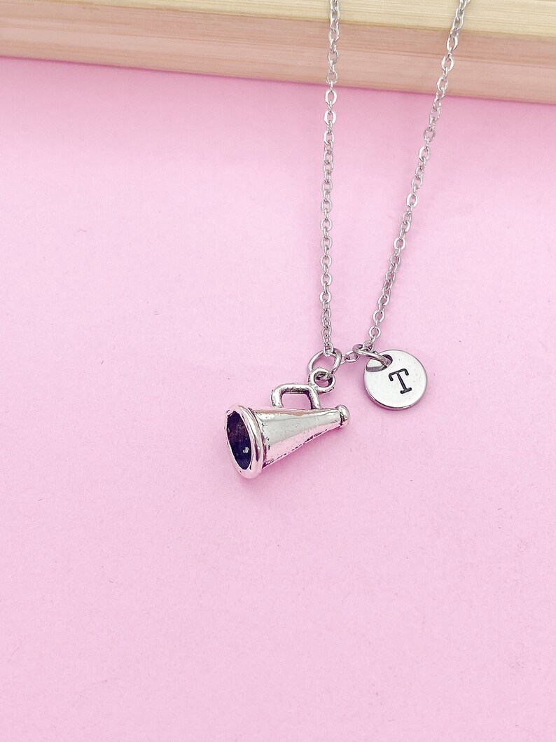 Cheerleader Megaphone Charm Necklace, Initial Pendant bild 3