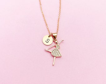 Rose Gold Ballet Dance Girl Charm Necklace, Daughter Necklace, Gift for Daughter Granddaughter Niece Girl Jewelry, Personalized Gift, N1905