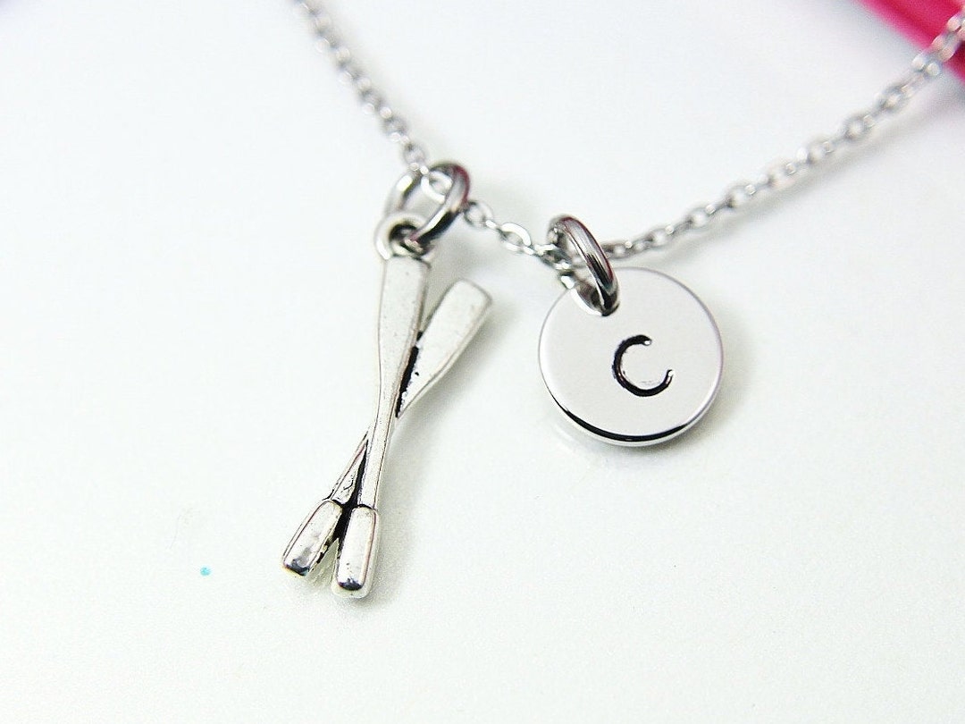 Silver Crew Oars Charm Necklace Oar Rowing Boat Necklace Oar Etsy