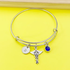 Vet Veterinarian Bracelet, Caduceus Veterinarian Charm, Vet Tech Graduation Gift, Veterinarian Grad Student Gifts, Personalized Gift, N1707