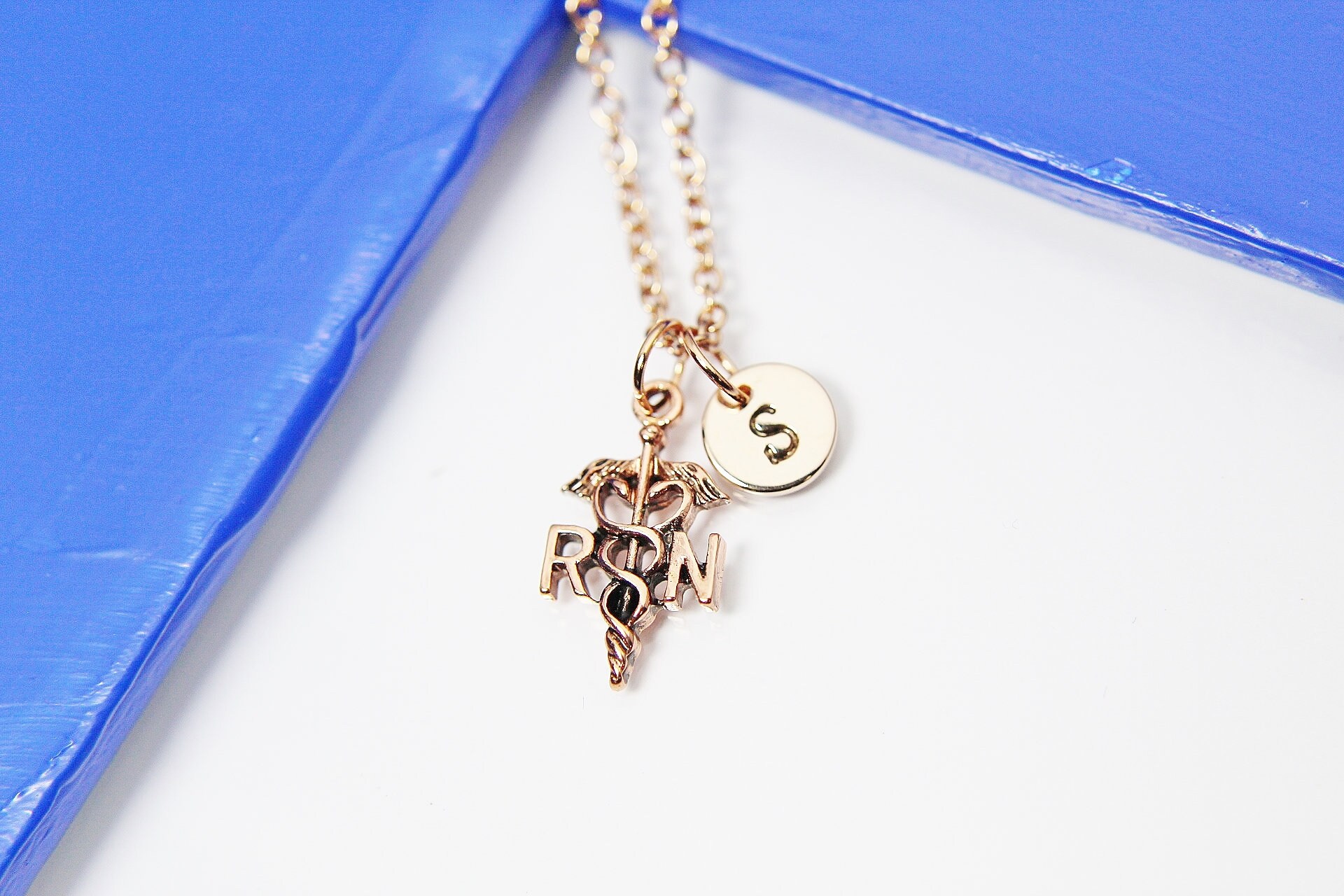 Rose Gold Registered Nurse Necklace RN 