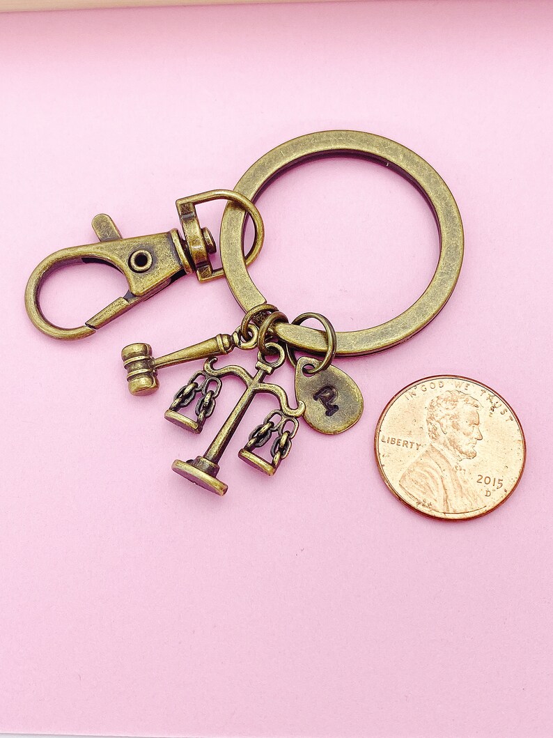 Bronze Lawyer Keychain Justice Scale Gavel Attorney Law School ...