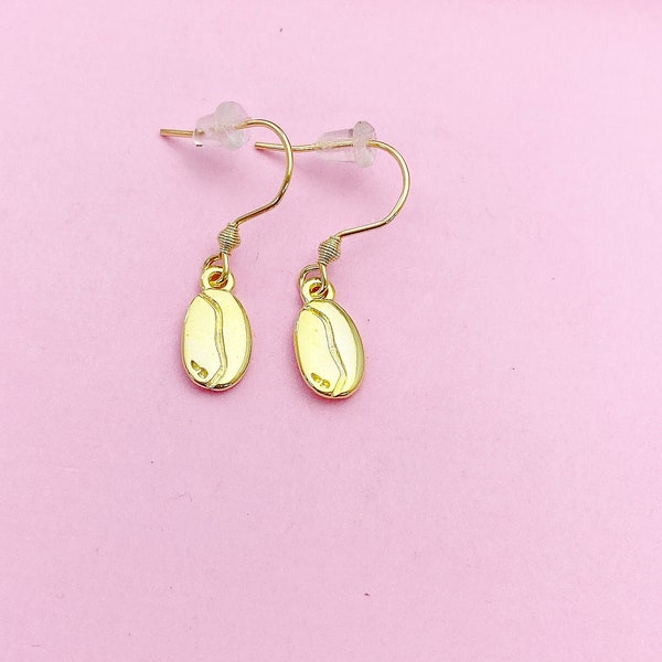Gold Coffee Bean Earrings Birthday Wedding Bridesmaid Mother's Day Gifts Ideas Personalized Customized Made to Order, N50C
