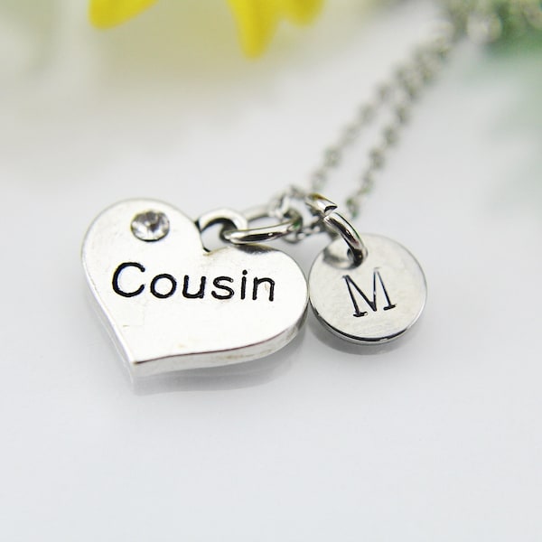 Cousin Necklace, Silver Cousin Charm, Heart Charm, Cousin Gift, Personalized Necklace, Charm Necklace, Customized