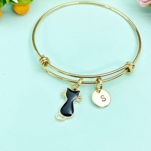 Black Cat Bracelet • Dainty Cat Charm • Minimalist Pet Lover Jewelry, N1029