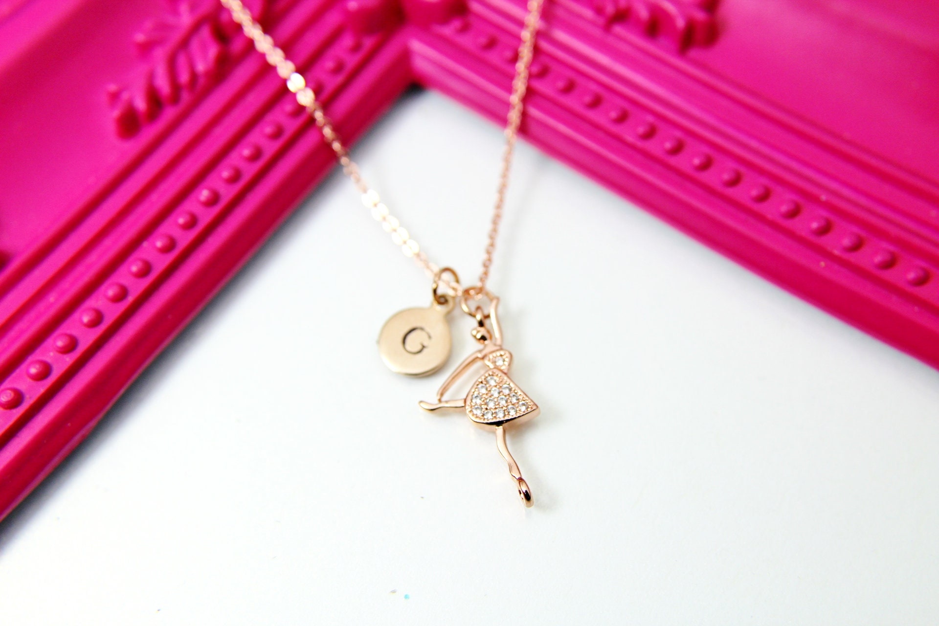 Tiny Cursive Name Necklace in Rose Gold Plating - Theo Grace