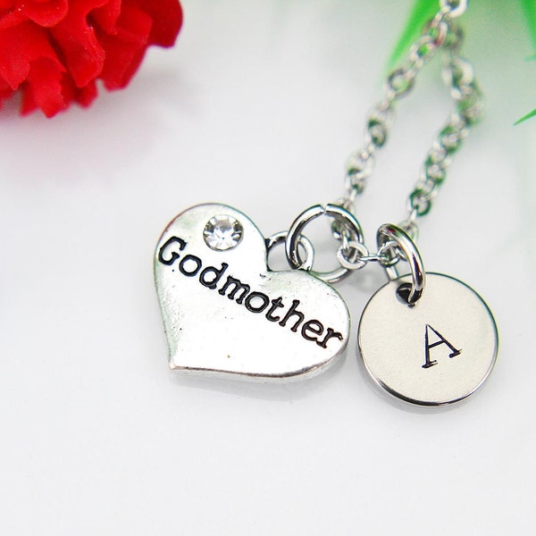 Meaningful Gift, Godmother Necklace, Godmother Charm, Aunt Gifts, Godparent Necklace, Godmother Gifts, Personalized Gift, Initial Charm