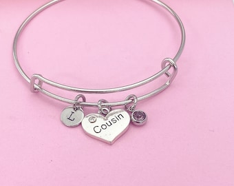 Silver Cousin Charm Bracelet Cousin Gifts Ideas Personalized Customized Made to Order, N925