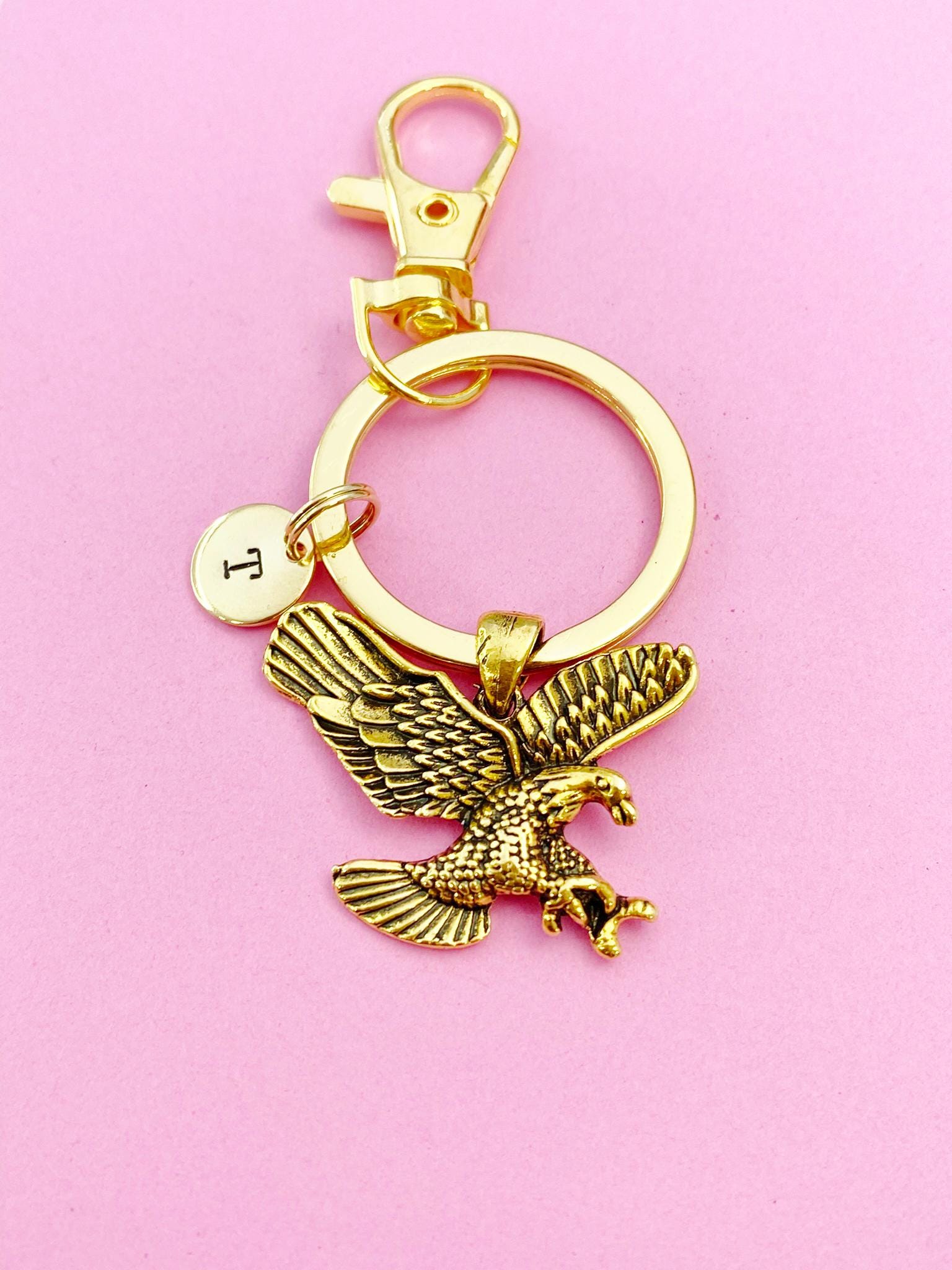 Gold Flying Eagle Charm Keychain, N3669C - Etsy