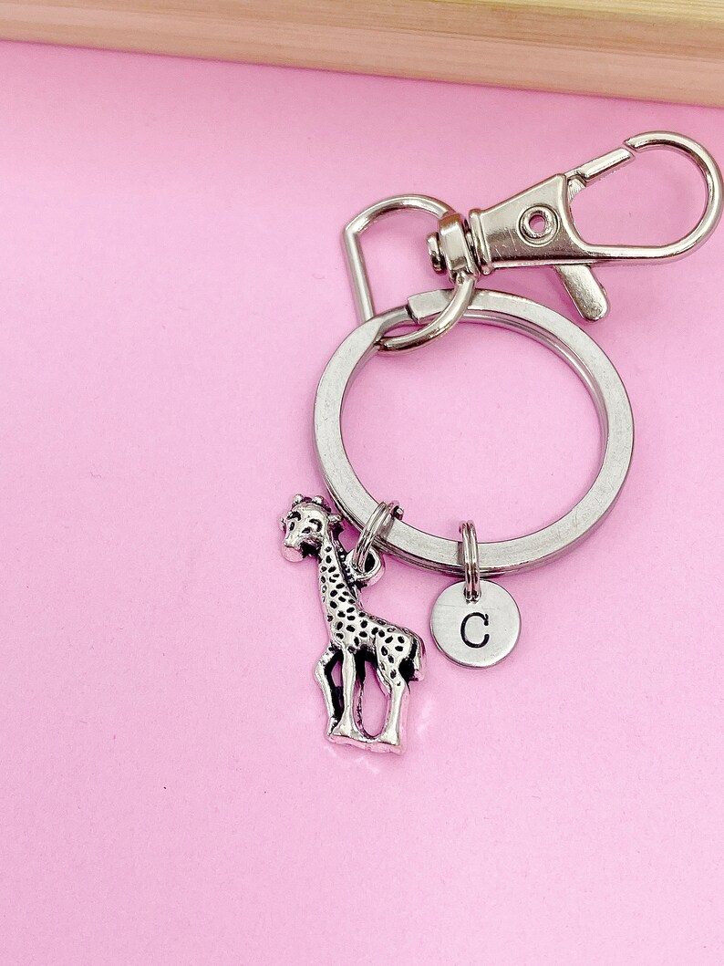 Silver Giraffe Charm Keychain Wildlife Zookeeper Gifts Idea ...
