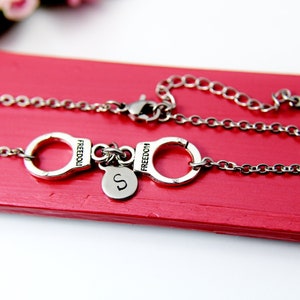 Stainless steel Handcuffs Bracelet, Freedom Handcuffs Charm,  Personalized Gift, N1486