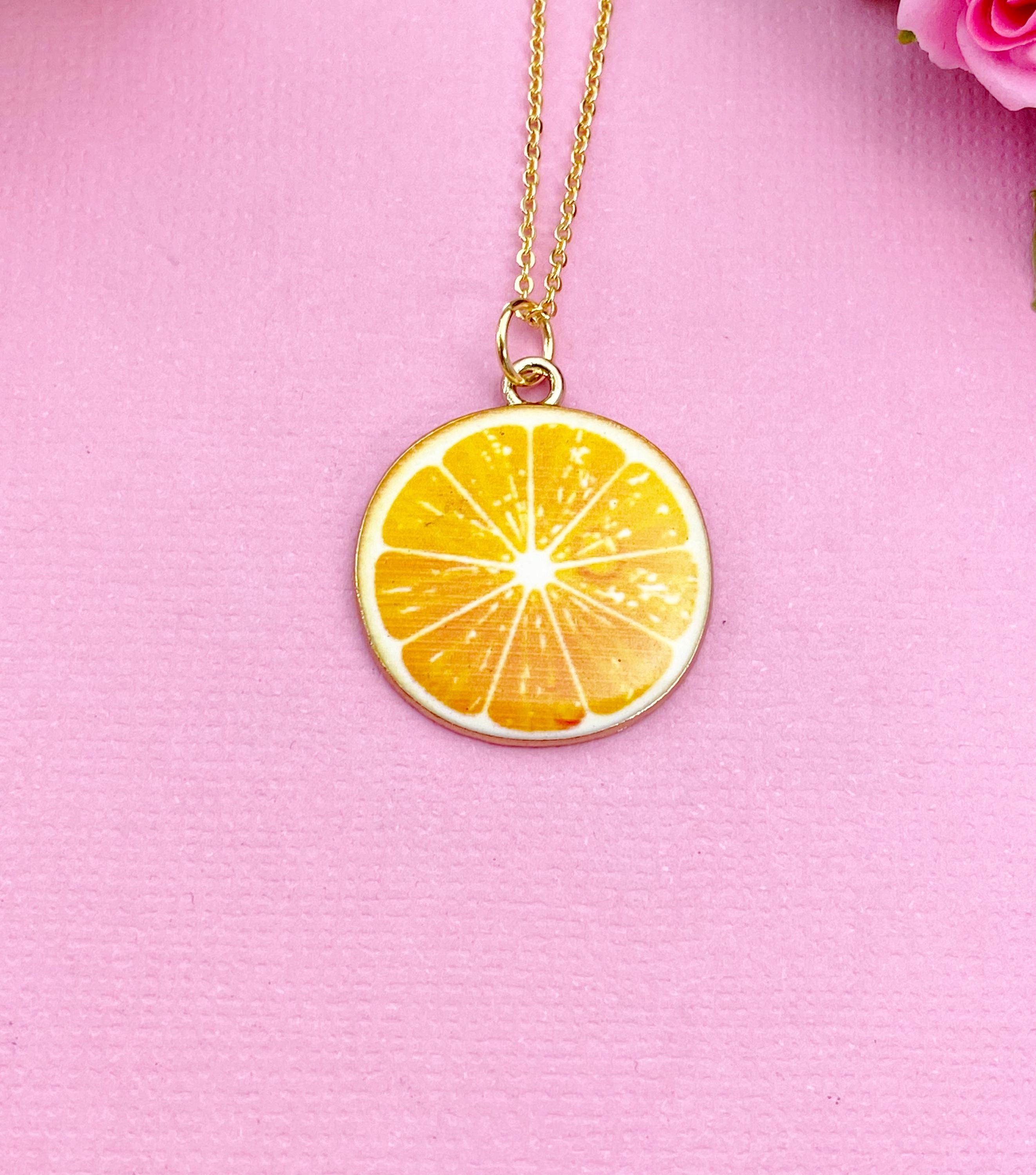 Gold Tone Orange Slice Charm Necklace, Citrus Pendant - Etsy