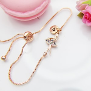 Rose Gold Ballet Bracelet, Ballet Bracelet, Dance Girl Bracelet, Ballet Gift, Dance School, Ballet School Gift, Ballet Gift, N3769