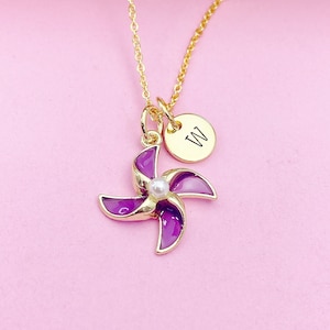 Gold or Silver Pinwheel Necklace, Beautiful Purple Pinwheel Necklace, Windmill Toy, Birthday Gift, N5171