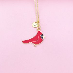 Gold Red Cardinal Charm Necklace Birthday Gifts, Personalized Customized Gifts, N5257