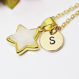 Moonstone Necklace, Star Necklace, Jun Birthday, Natural Gemstone Jewelry, N3472