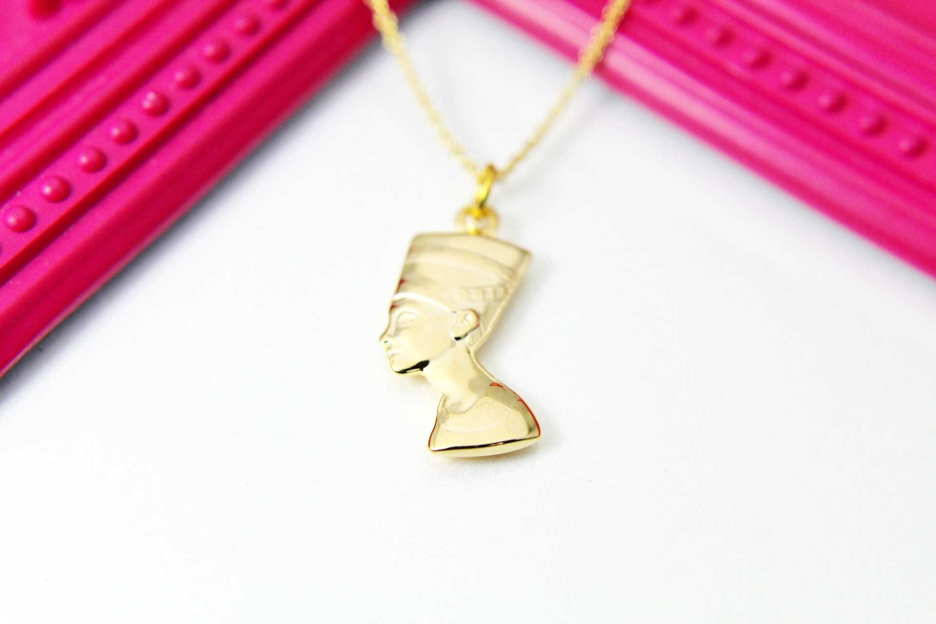 Nefertiti Necklace Gold Queen Nefertiti Charm Necklace Egypt Etsy