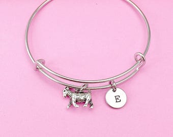 Silver Goat Charm Bracelet, Goat Lover Jewelry Gifts, N1320