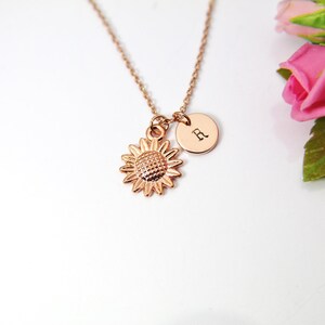 Rose Gold Sunflower Charm Necklace, FN1573 image 3