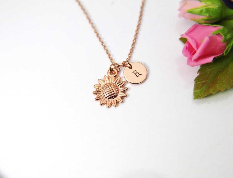 Rose Gold Sunflower Charm Necklace, FN1573 image 3