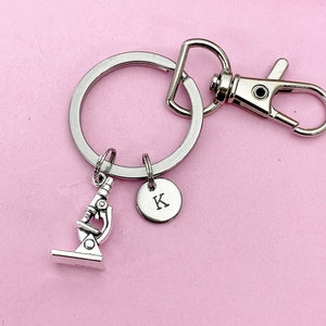 Silver Microscope Charm Keychain, Biology Gift, Scientist Gifts, Physical Sciences Gift, Forensics Gift, Investigation Gift, N3497