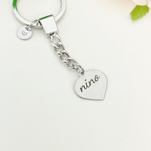 Nino Keychain Heart, Stainless Steel Father&#39;s Day Gifts, Best Seller Christmas Gifts for Nino Grandfather, D096
