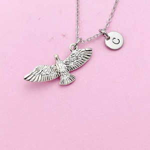 Silver Flying Eagle Charm Necklace Gift, Eagle Necklace, Eagle Bird Jewelry, Personalized Gift, N2108