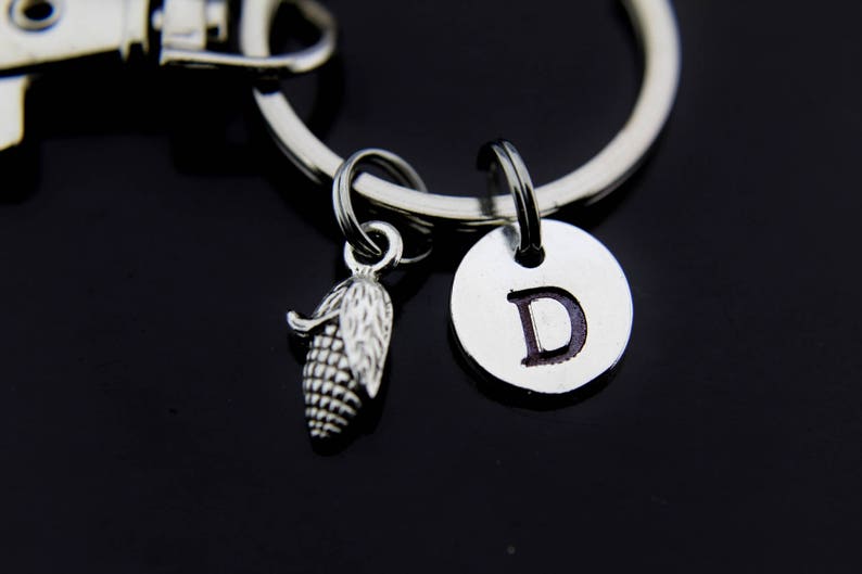 Gardening Gift Corn Cob Keychain Gardener Gift Gardener Jewelry Gardening Jewelry Spring Jewelry Summer Gift Personalized Initial Keychain