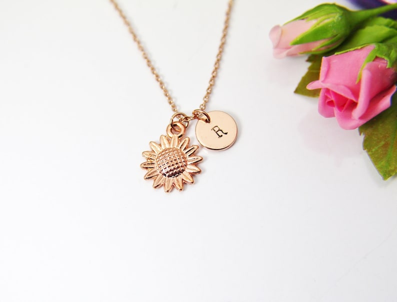 Rose Gold Sunflower Charm Necklace, FN1573 image 1