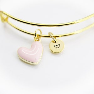Best Valentine&#39;s Day Gift, Sweet Bracelet Gift, Pink Heart Bracelet, Personalized Birthday Gift, N4309