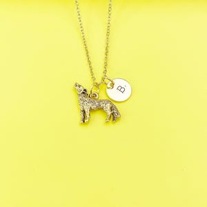 Gold Howling Wolf Charm Necklace, Animal Charm, Wildlife Charm, Coyote Hunter Gift, N443