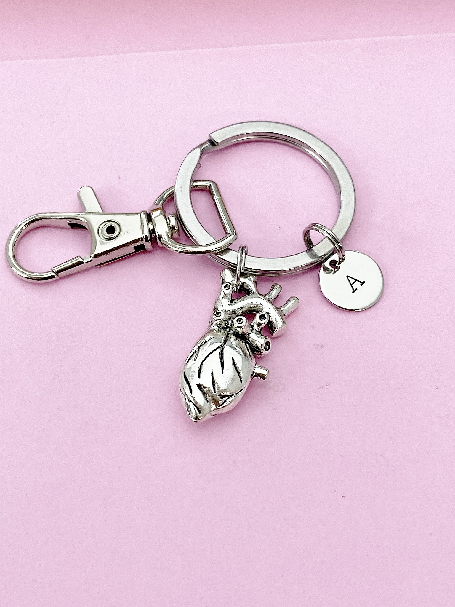 JAVD New Zealand Flag Keychain - 2 Pack Silver Heart Shape Keyring, Medium Size 2x2 Inch - View #7