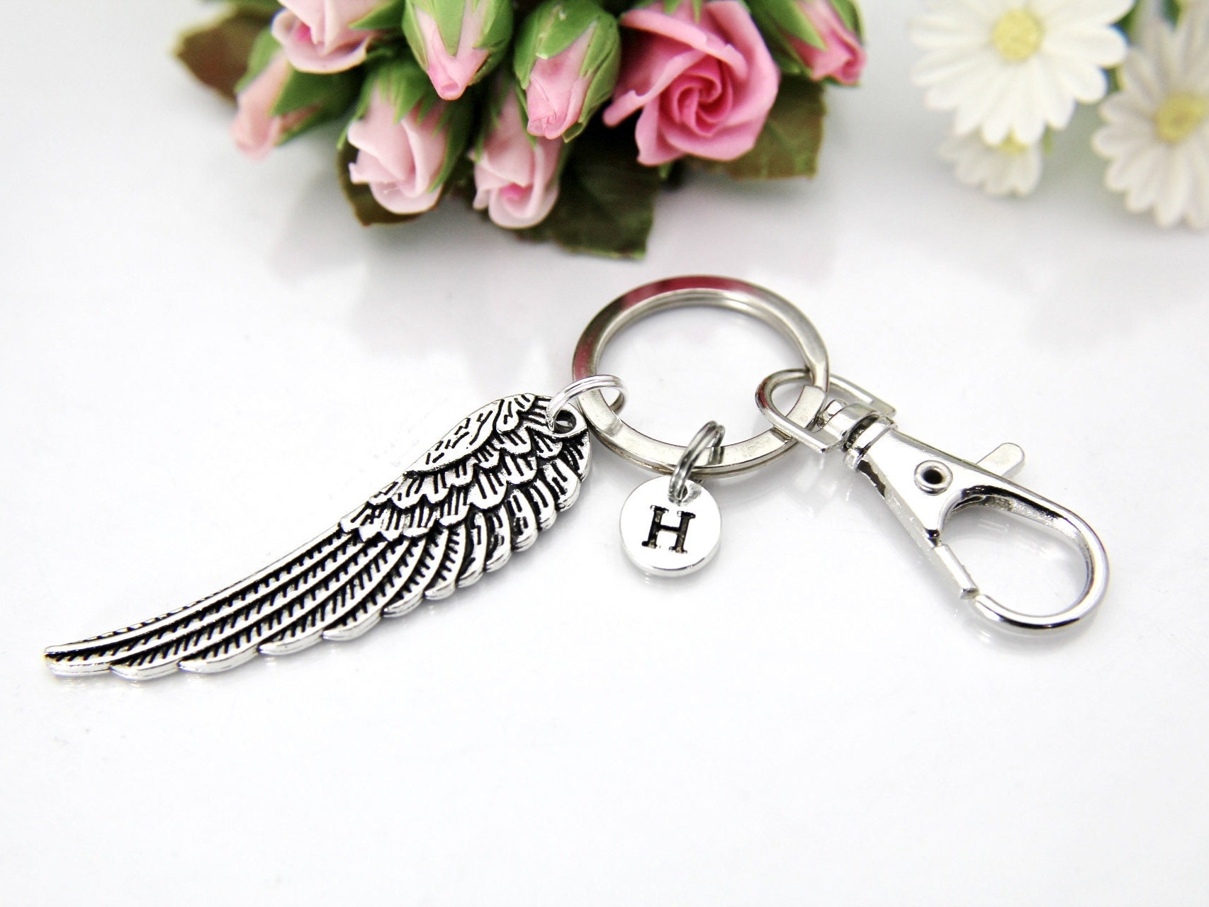 1PC Silver Tone Guardian Angel Pendants Charm Christmas Bell Clip Keyring 1PC Silver Tone Guardian Angel Pendants Charm Christmas Bell Clip Keyring