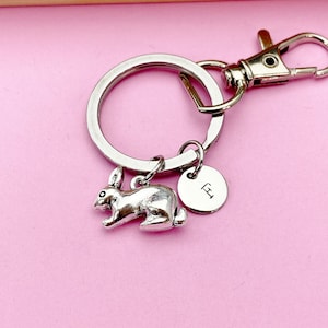 Silver Rabbit Charm Keychain, Rabbit Aninal Charm, Farmer Pet Jewelry Gift, N5747A