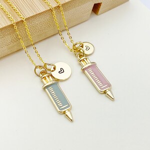 Gold Medical Injection Syringe Charm Necklace Best Seller Phlebotomy ...