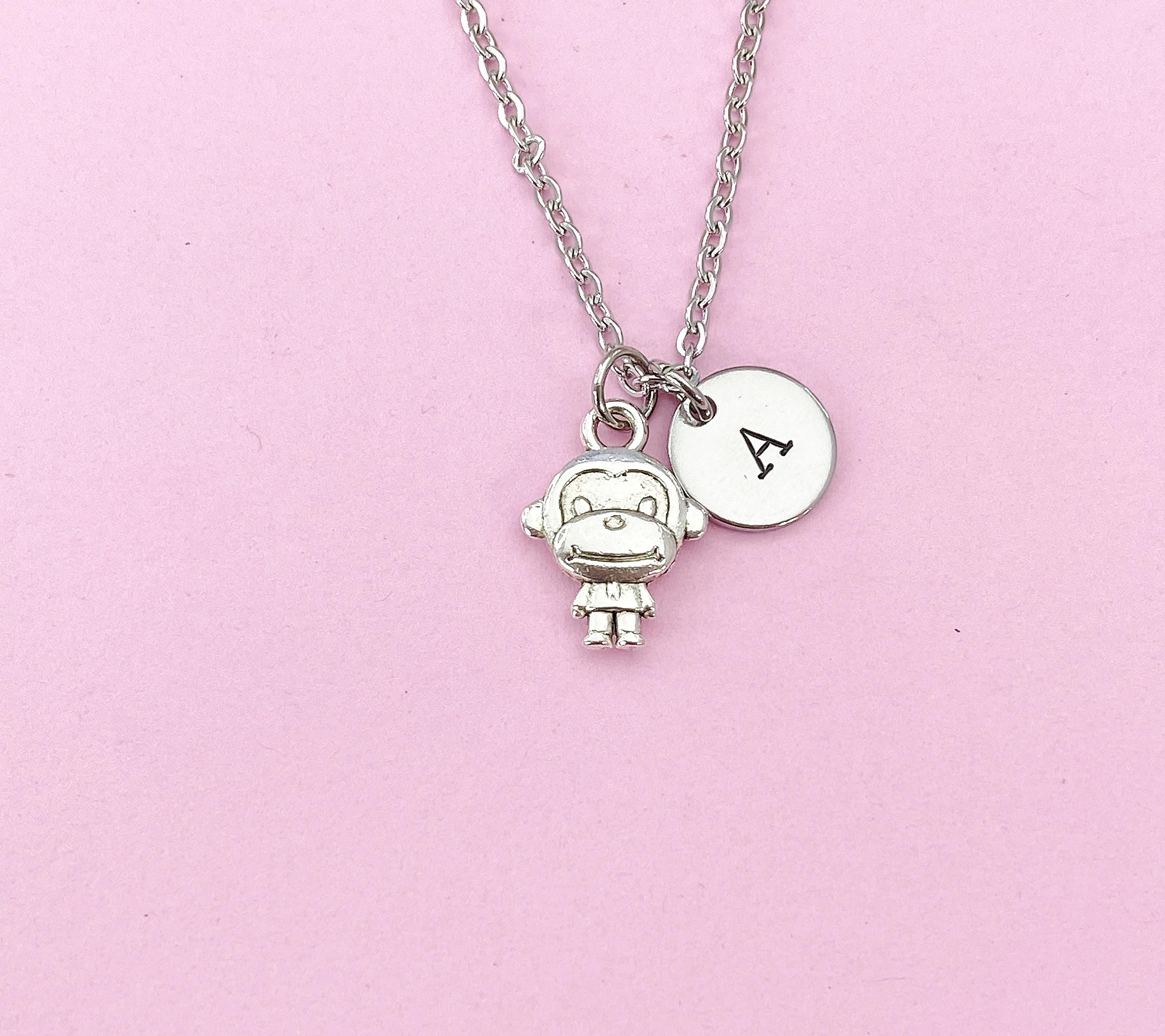 Adorable Silver Funny Monkey Necklace – Lucky Charm Pendant With 18-Inch Chain