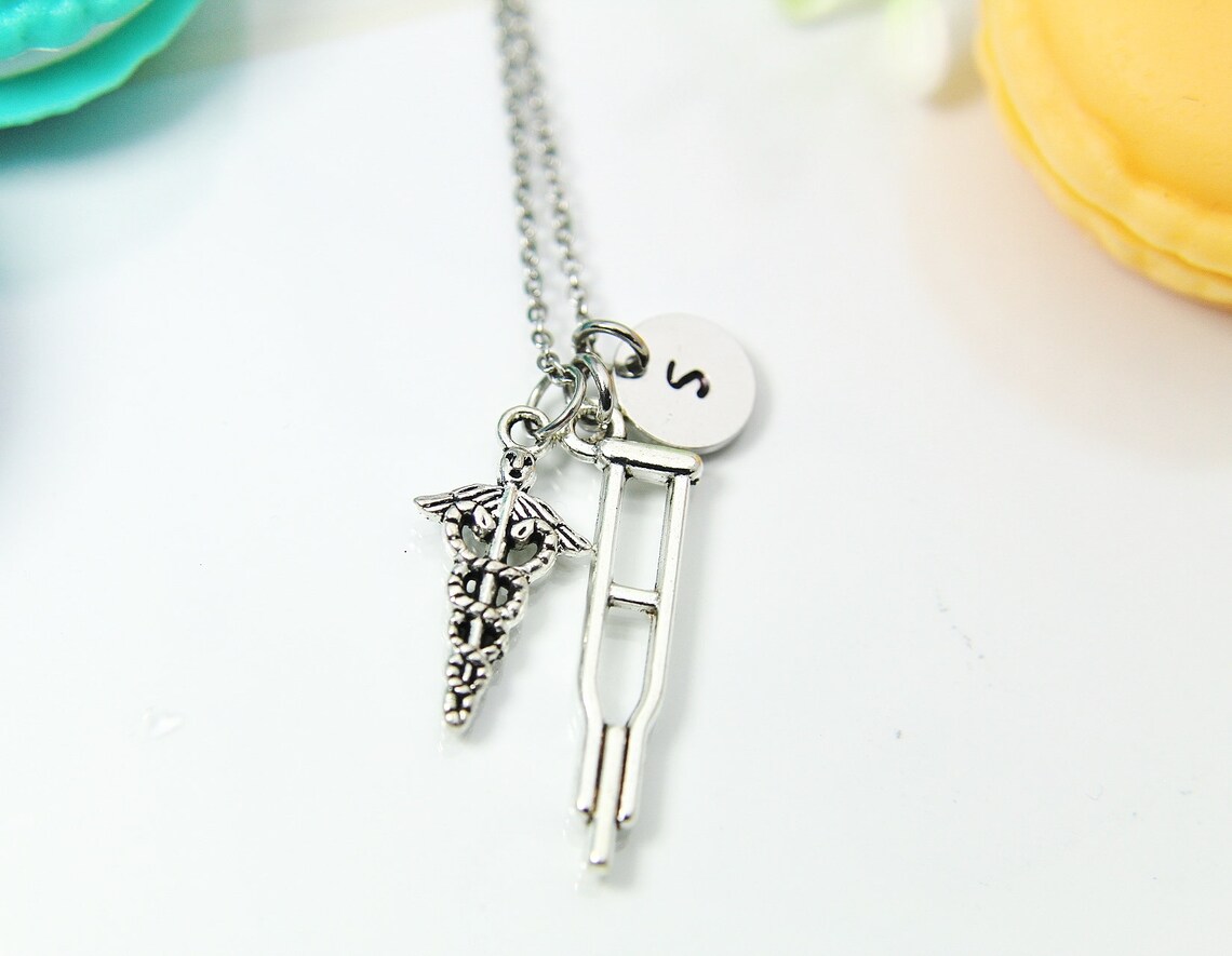 Sterling Silver 3D Medical Crutches Charm / Pendant - 925 Silver No Stone Charm