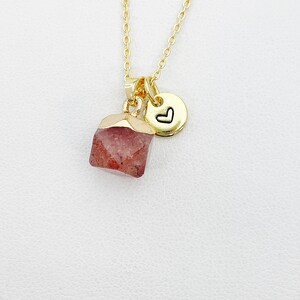 Strawberry Quartz Necklace, Natural Gemstone Jewelry, N4264