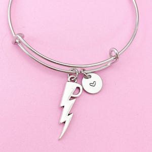 Silver Lightning Charm Bracelet, Lightning Charm, Thunder Charm, Weather Charm, Rain Charm, N307A