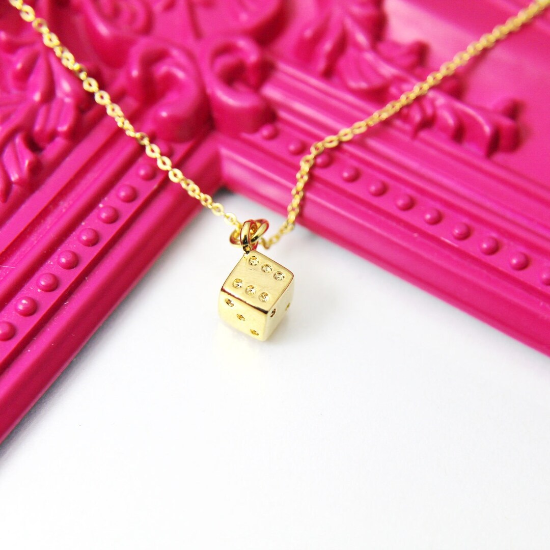 Gold dice necklace Clearance
