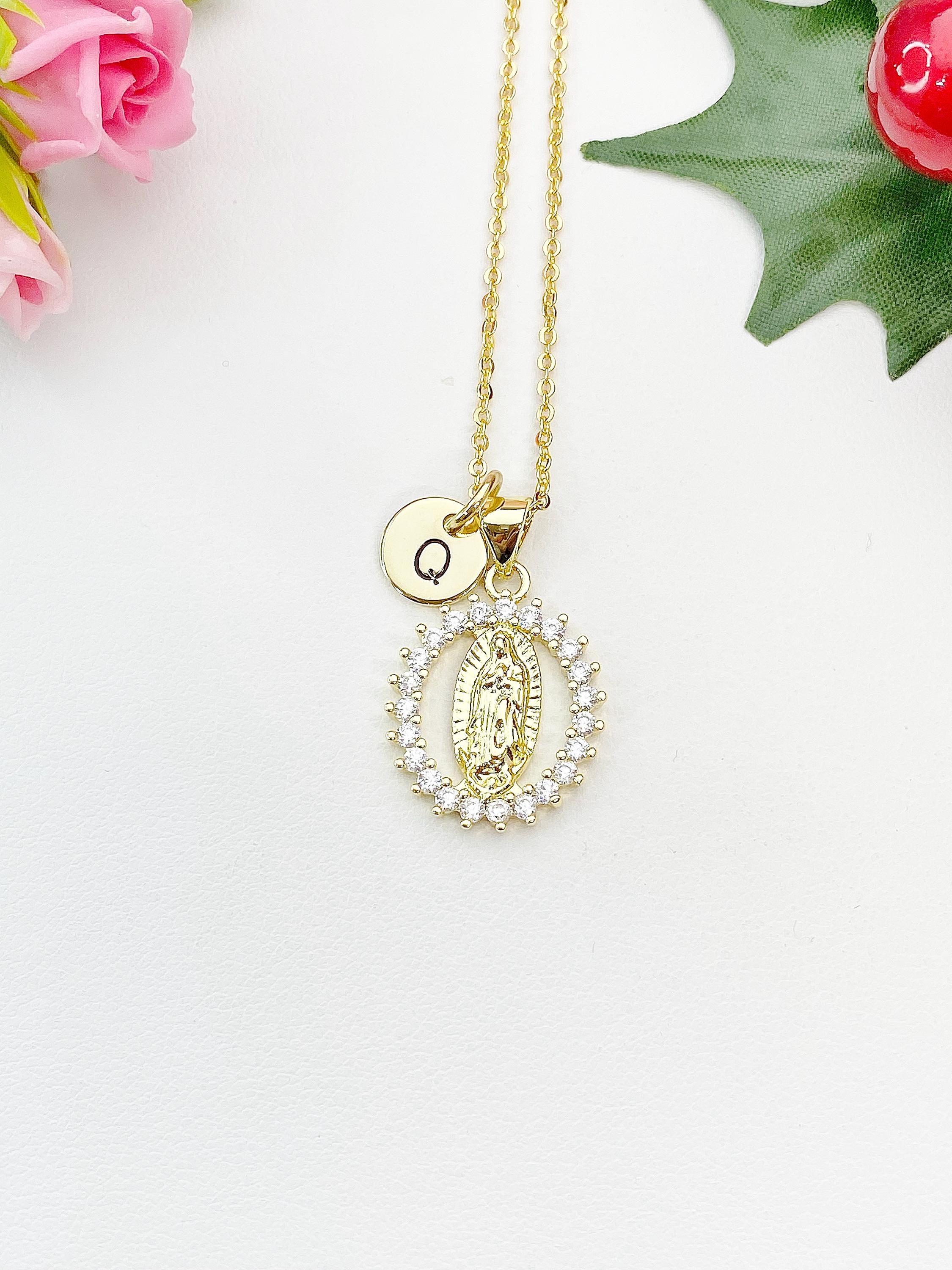 Gold Virgin Mary Lady of Guadalupe Cubic Zirconia Pendant Necklace ...
