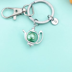 Teapot Pearl Charm Keychain – Cute Tea Lover Gift, Vintage-Inspired Accessory for Women, Bag or Purse Charm, N4907