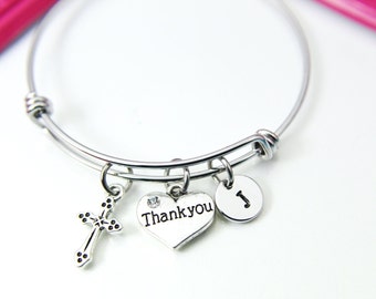 Thank You Cross Bracelet, Personalized Gift, N4189
